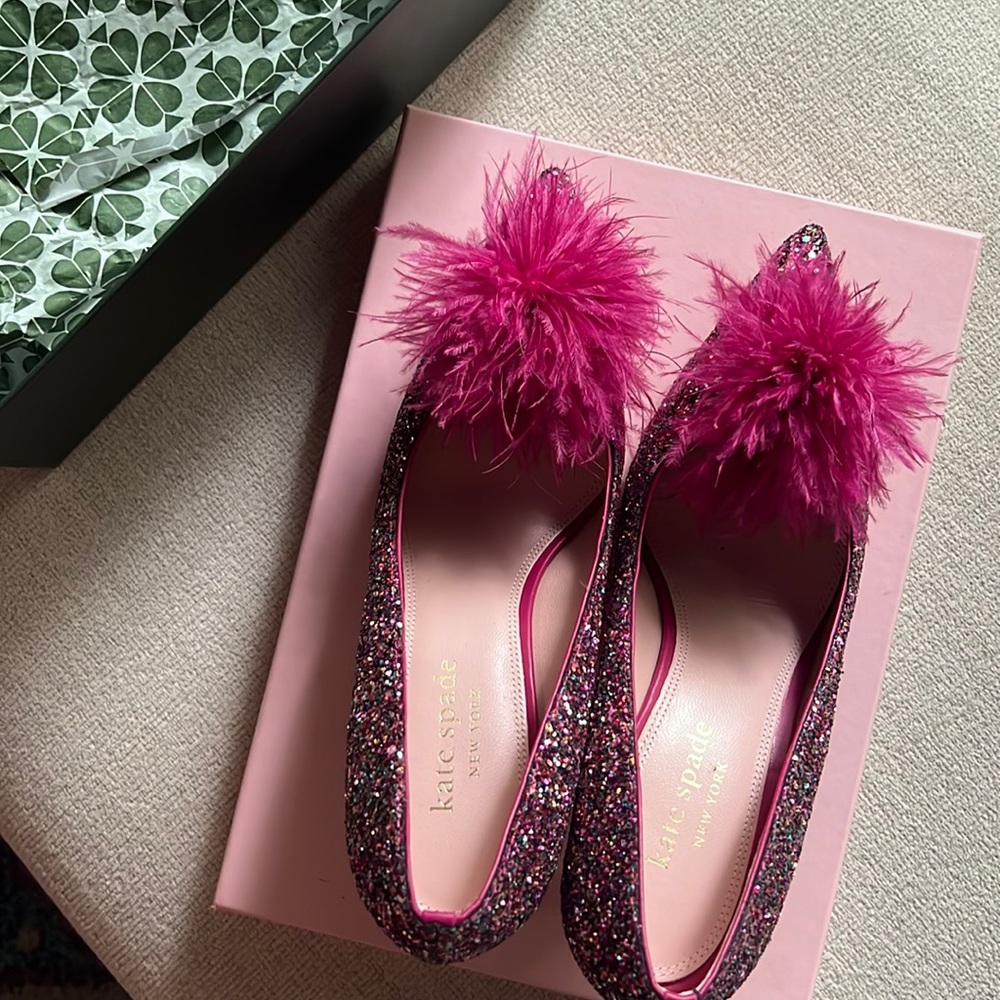 Kate Spade marabou heel - never worn, perfect condition!